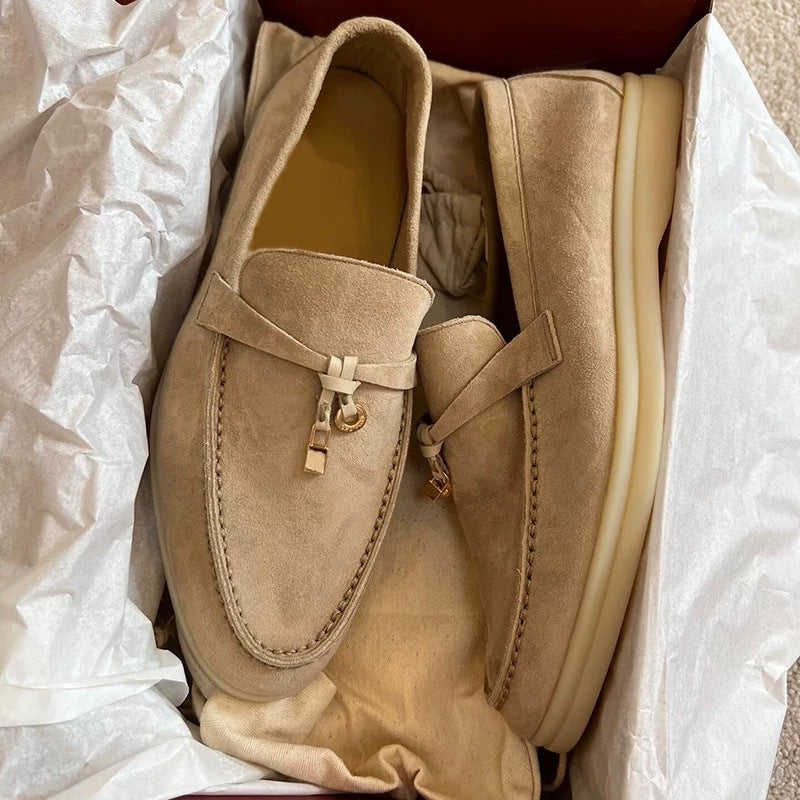 Tassel Buckle Leather Loafers