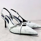 Jeans Stiletto Slingback Sandals