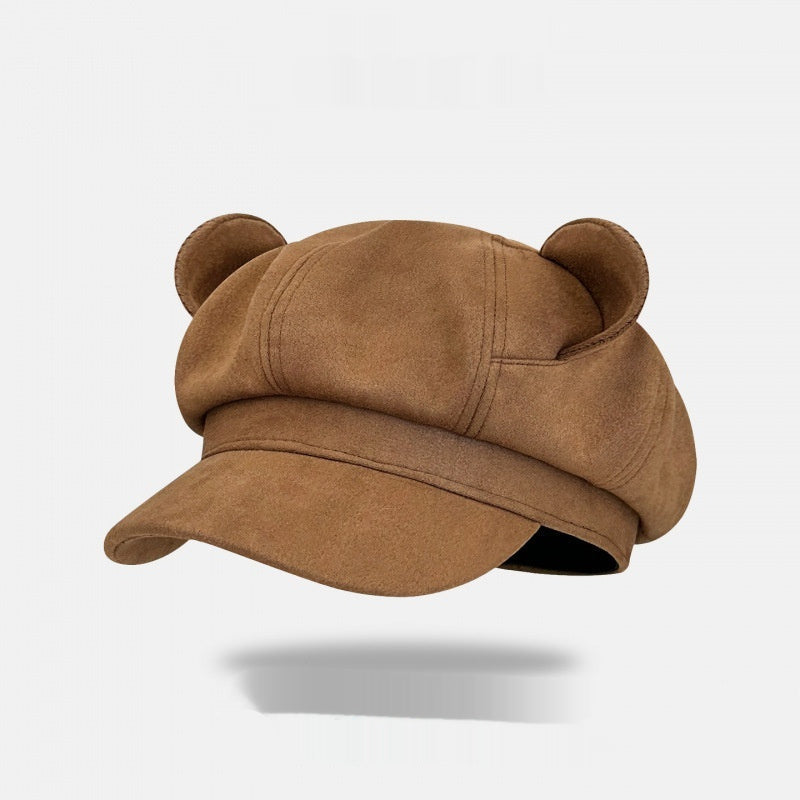 Bear Ears Suede Fleece Hat