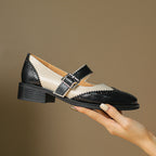 Square Toe Mary Jane Leather Shoes