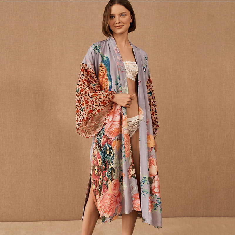 Peacock Print Bikini Cover-up
