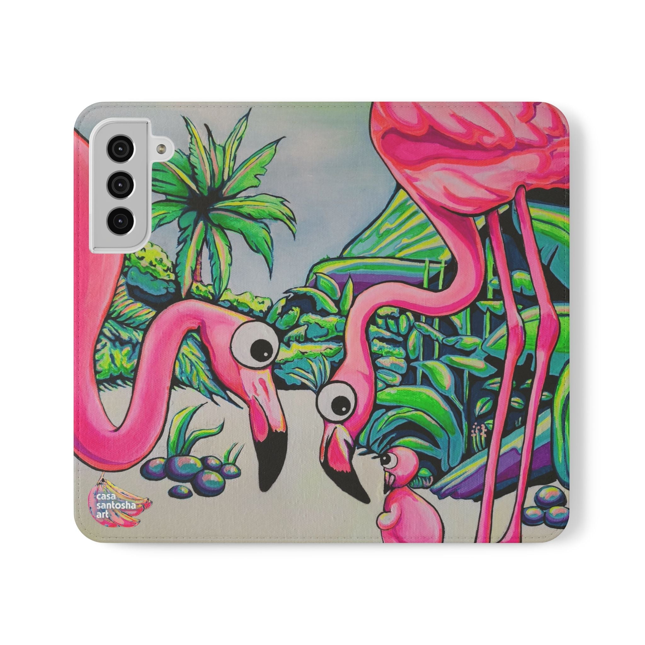 Cyclops Flamingo Family Flip Phone Case – Wallet Cover with Card Slots