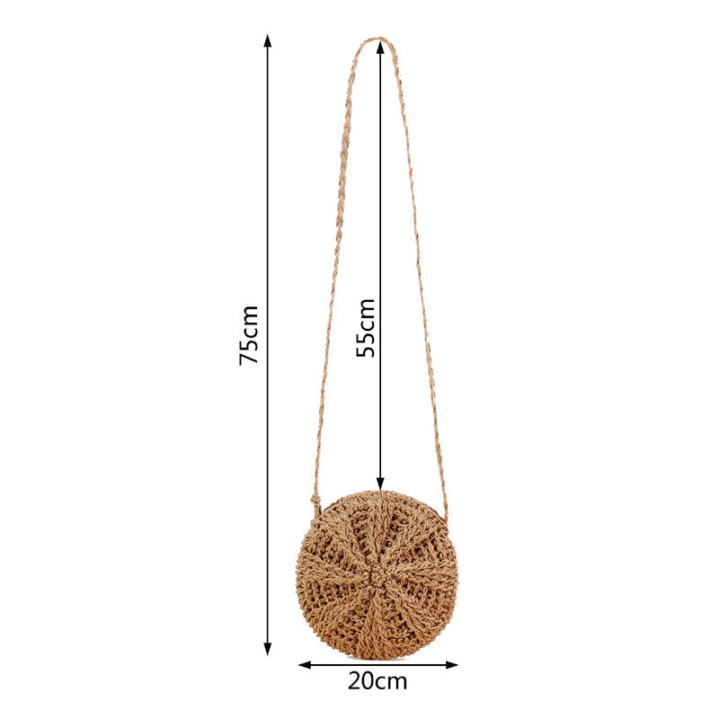 Simple round Tassel Women Crossbody Straw Bag Handmade Shoulder Woven Bag Summer Beach Bag