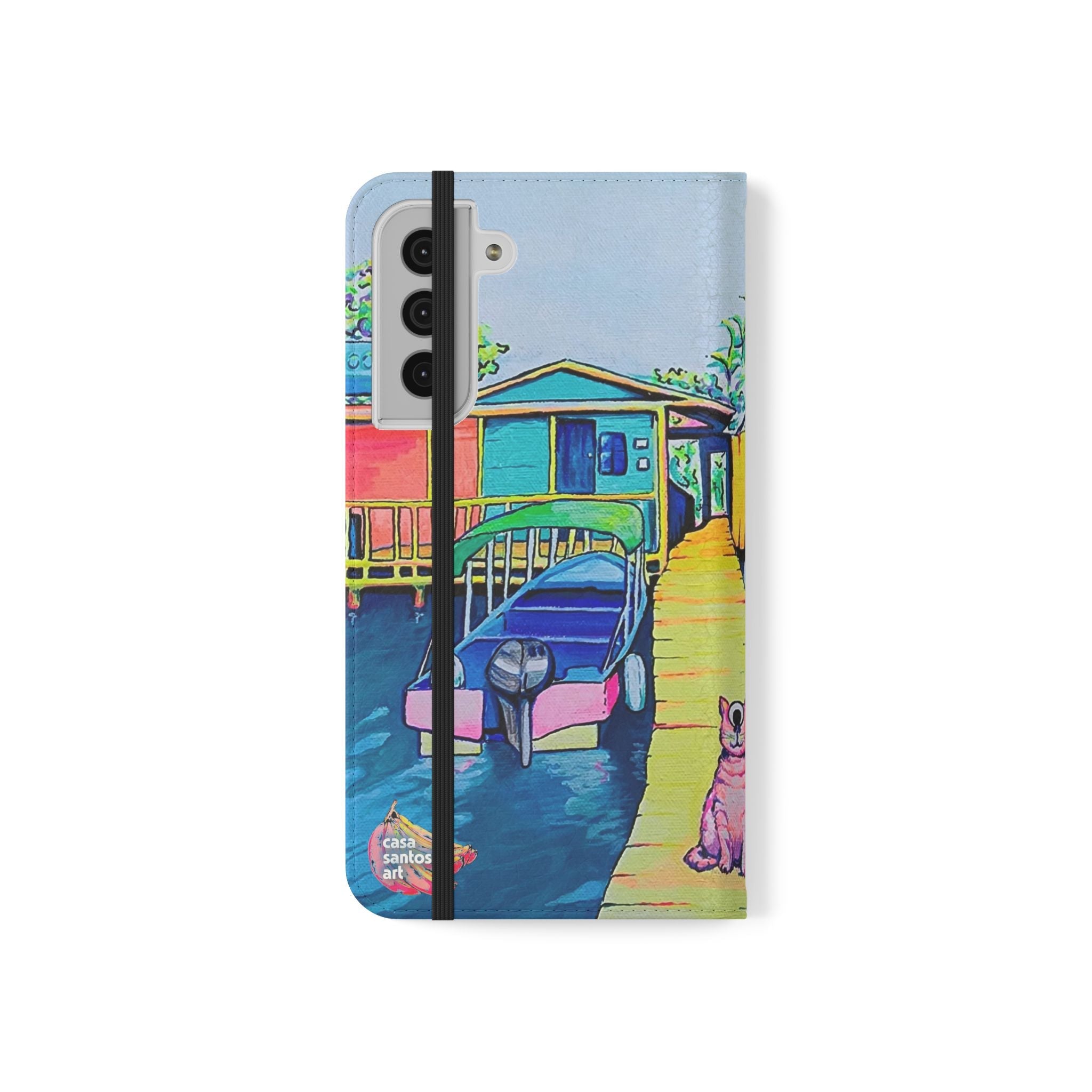 Cyclops Cat and Dog in Bocas Flip Phone Case – Wallet Cover with Card Slots