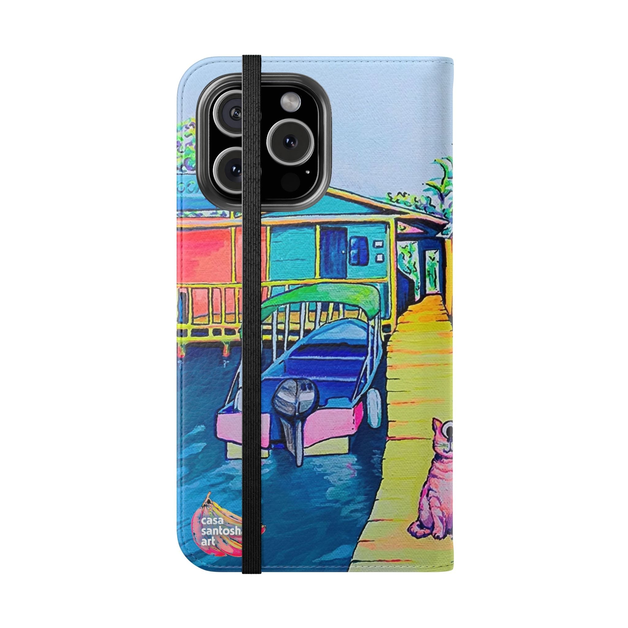 Cyclops Cat and Dog in Bocas Flip Phone Case – Wallet Cover with Card Slots