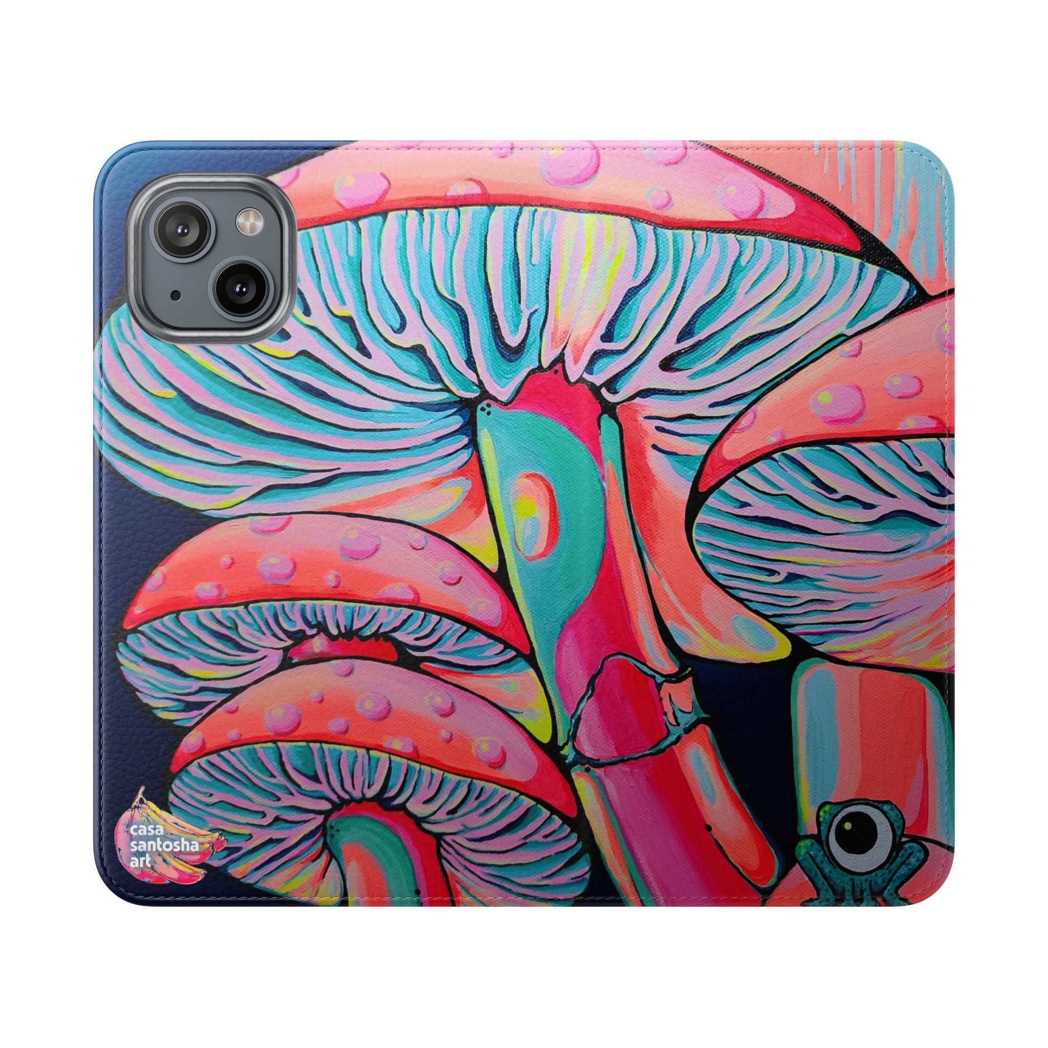 Trippy Mushrooms Flip Phone Case – Wallet Cover with Card Slots