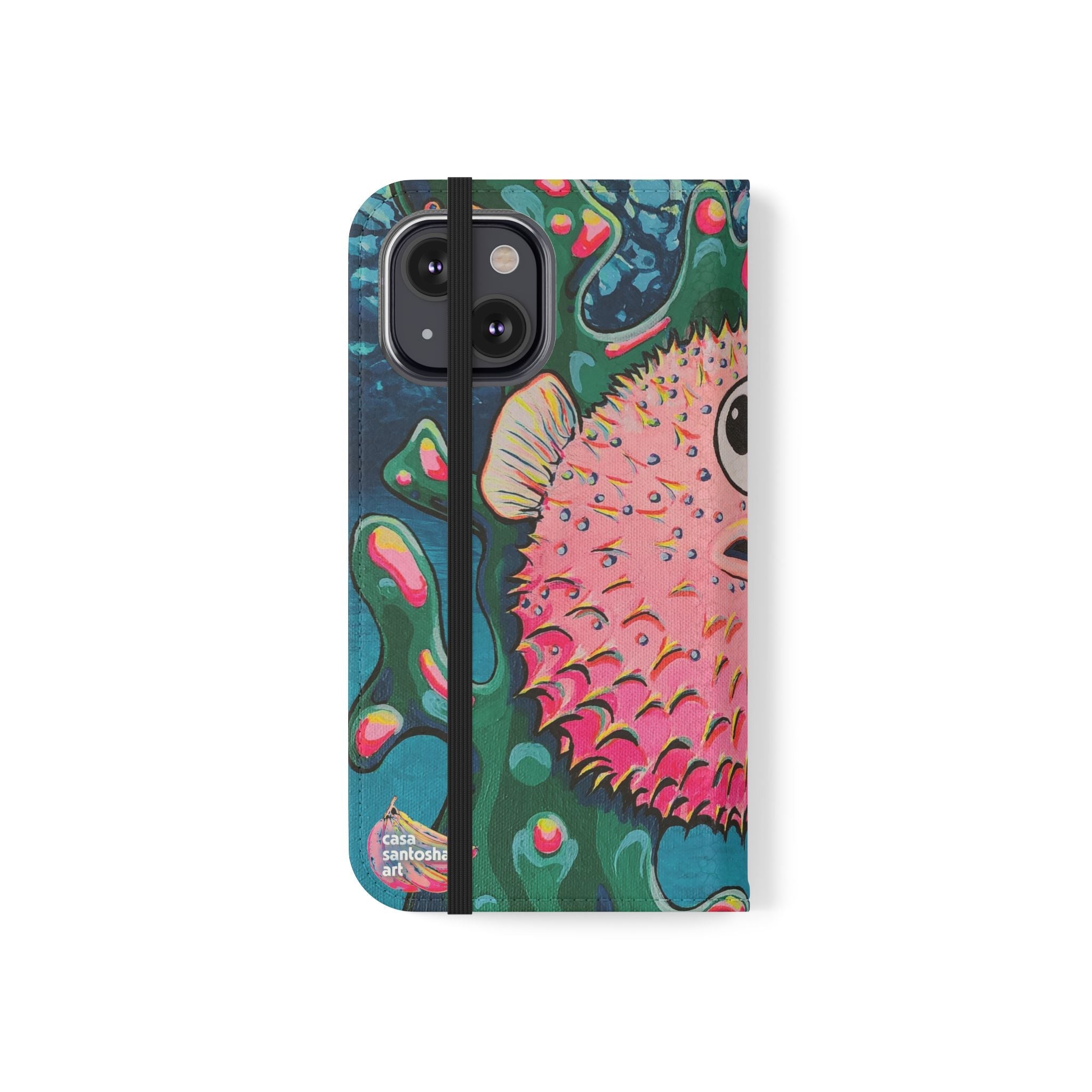 Cyclops Pufferfish Flip Phone Case – Wallet Cover with Card Slots