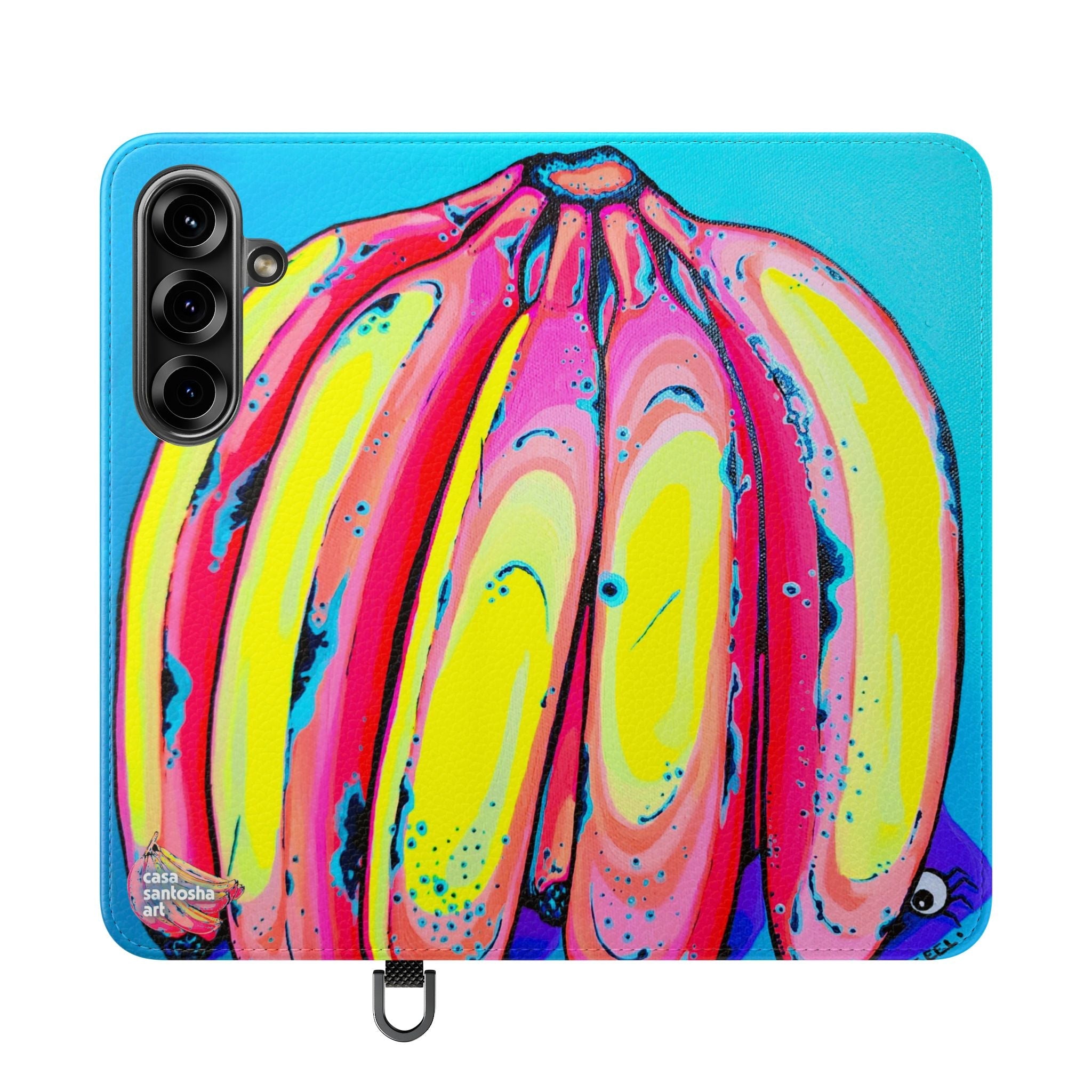 Neon Fat Bananas Flip Phone Case – Wallet Cover with Card Slots
