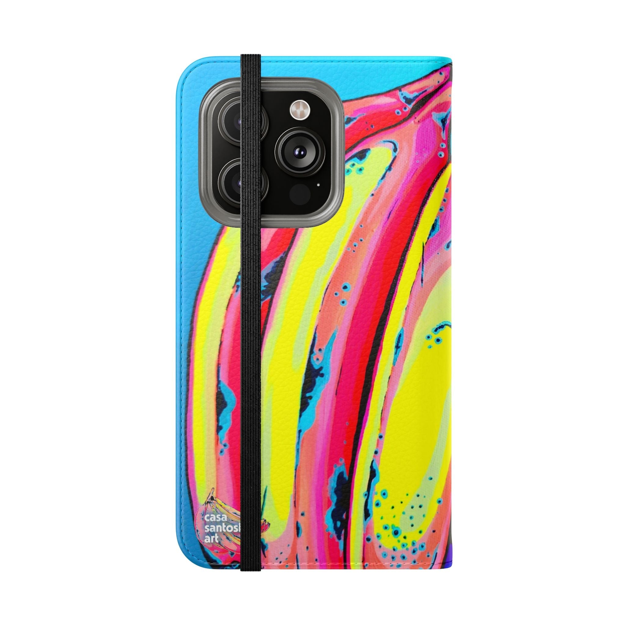 Neon Fat Bananas Flip Phone Case – Wallet Cover with Card Slots