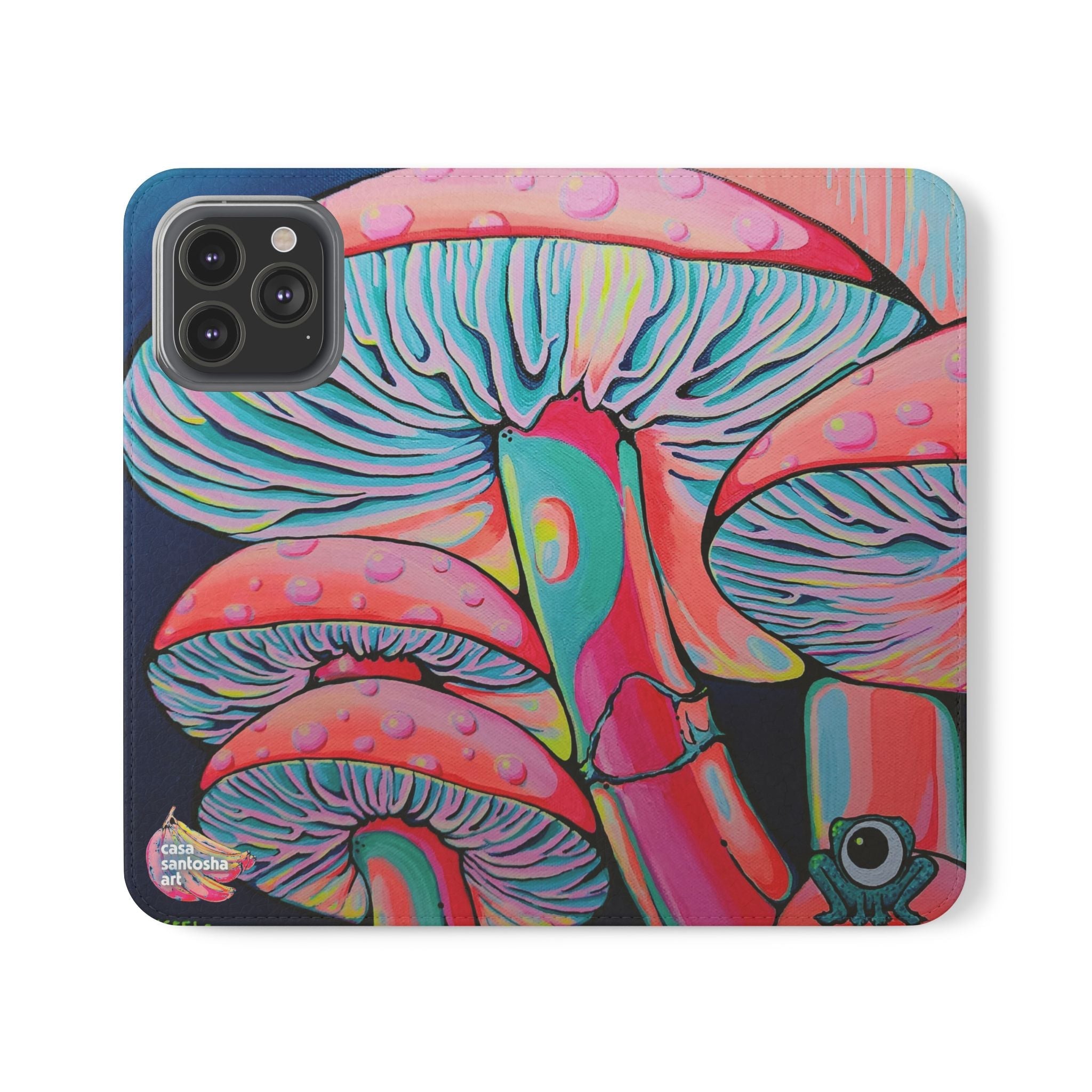 Trippy Mushrooms Flip Phone Case – Wallet Cover with Card Slots