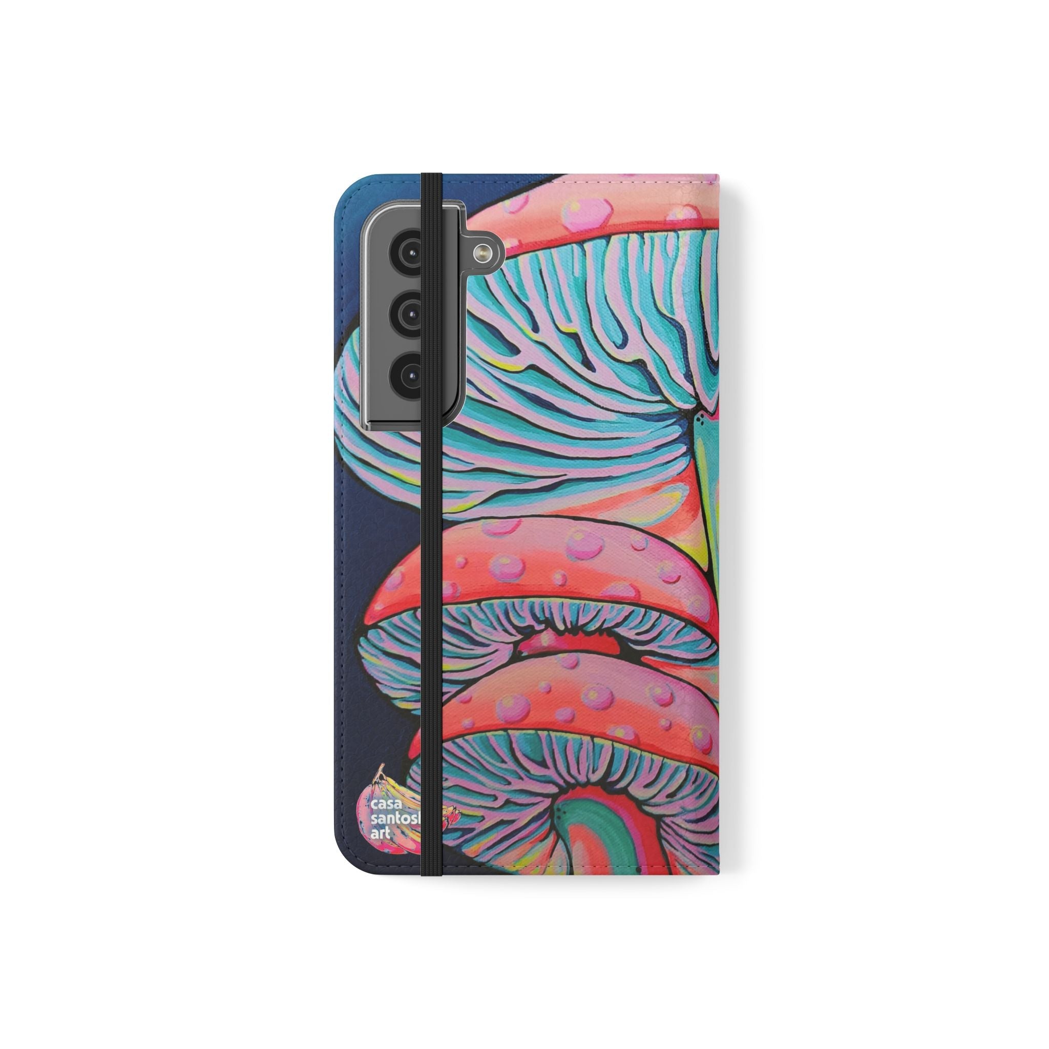 Trippy Mushrooms Flip Phone Case – Wallet Cover with Card Slots