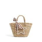 Star Woven Straw Beach Bag