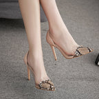 Snake Print Transparent High Heels