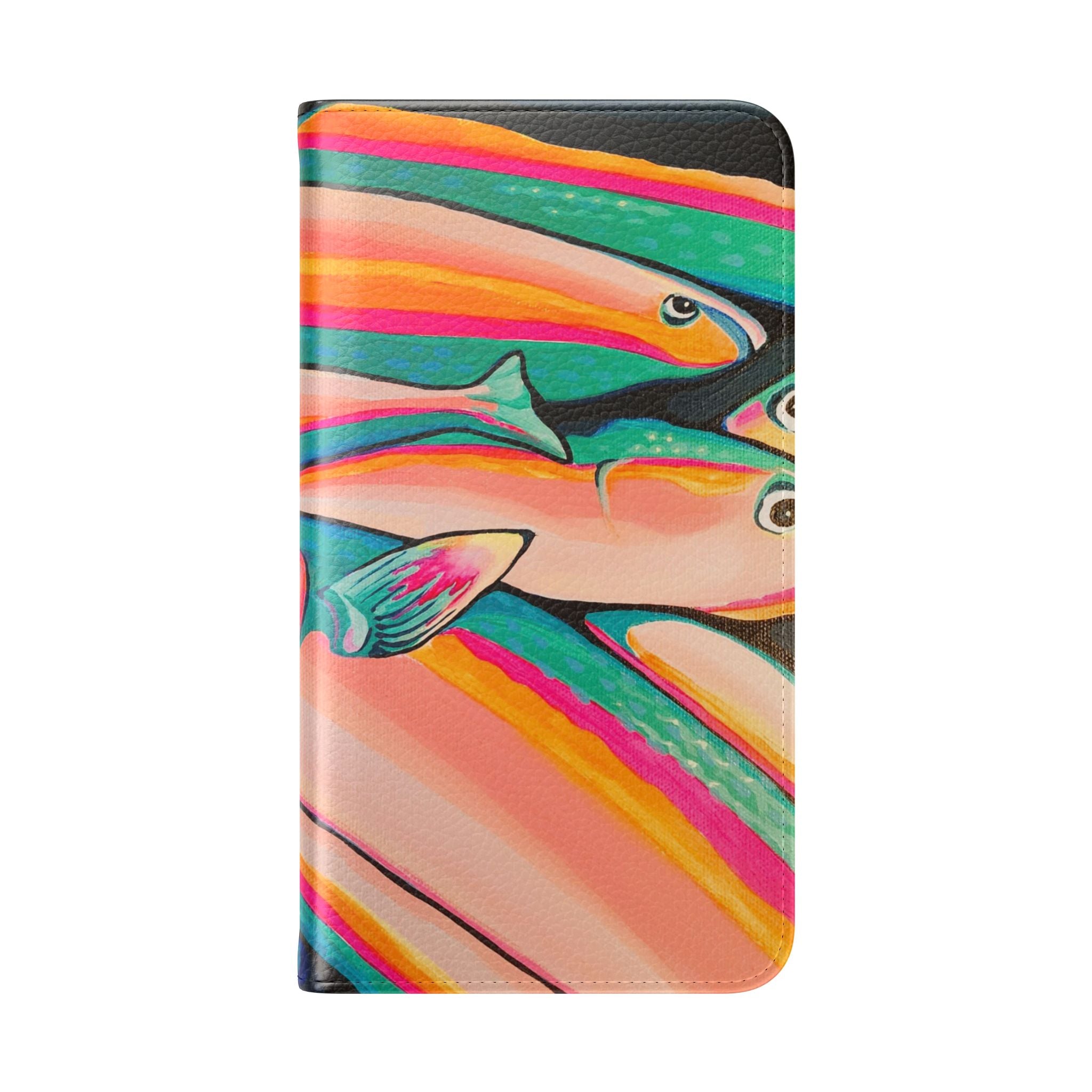 Neon Fish Flip Phone Case – Wallet Cover with Card Slots