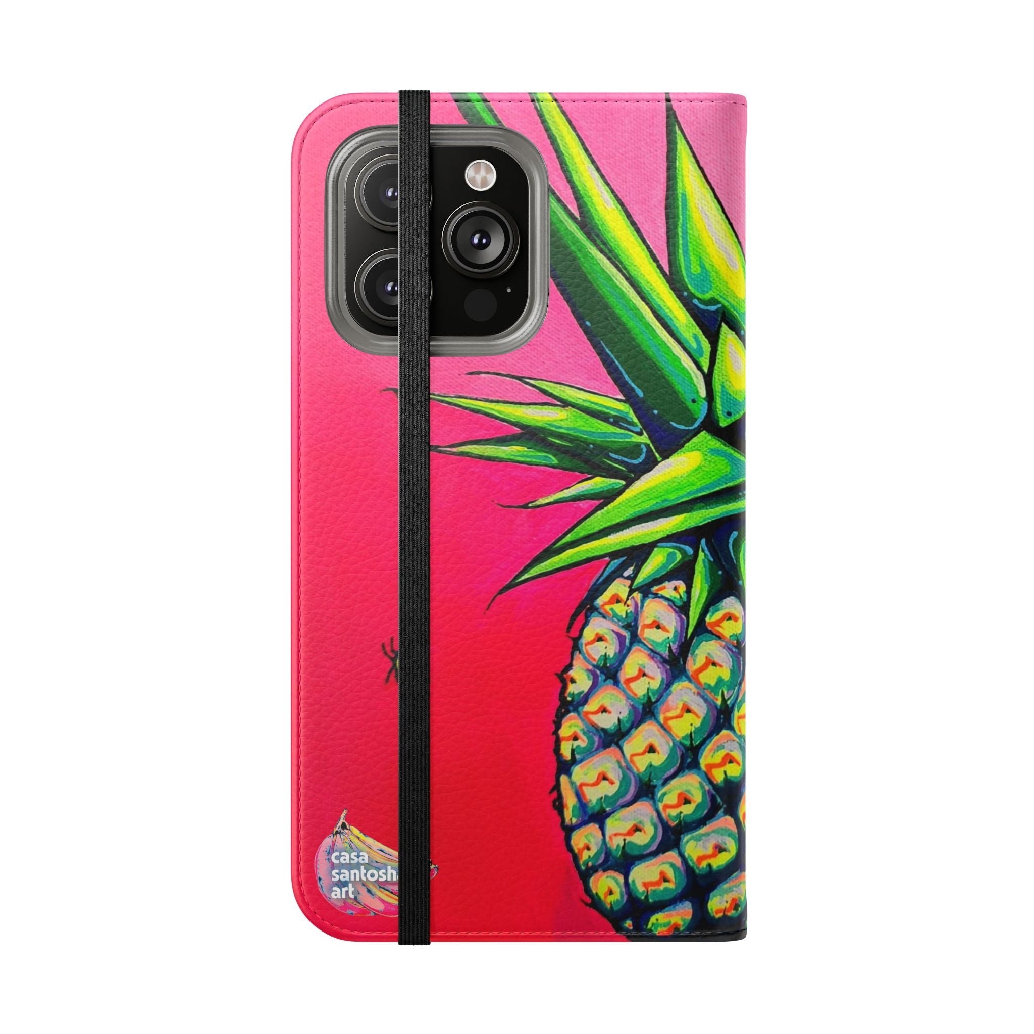 Neon Pineapple Flip Phone Case – Wallet Cover with Card Slots