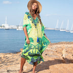 Flower Printed Vacation Bikini Cover Up