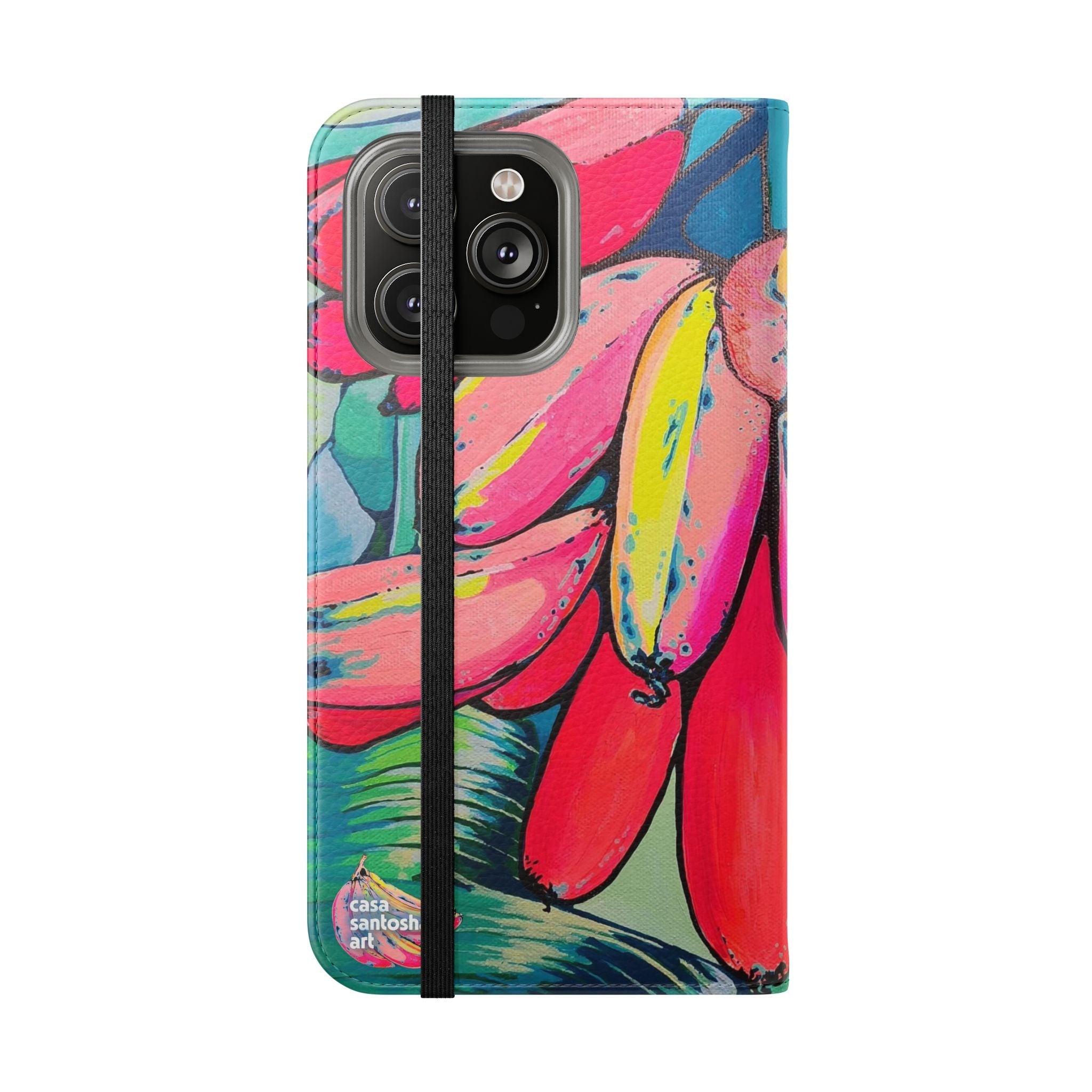 Neon Primitivo Bananas Flip Phone Case – Wallet Cover with Card Slots