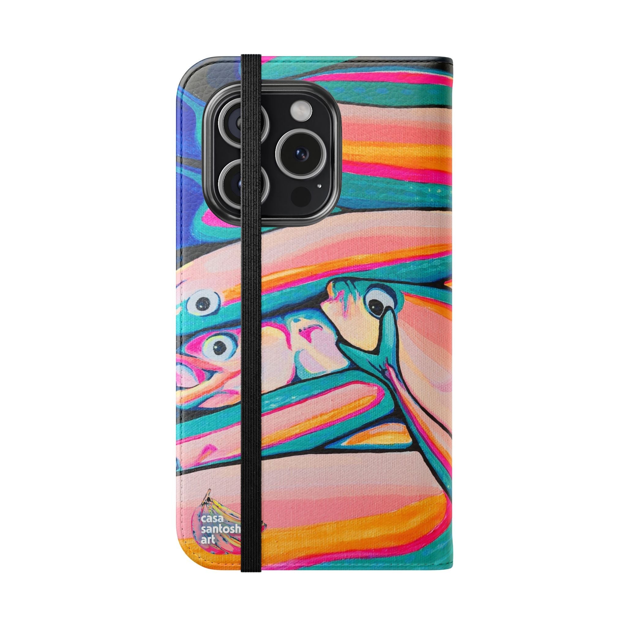 Neon Fish Flip Phone Case – Wallet Cover with Card Slots