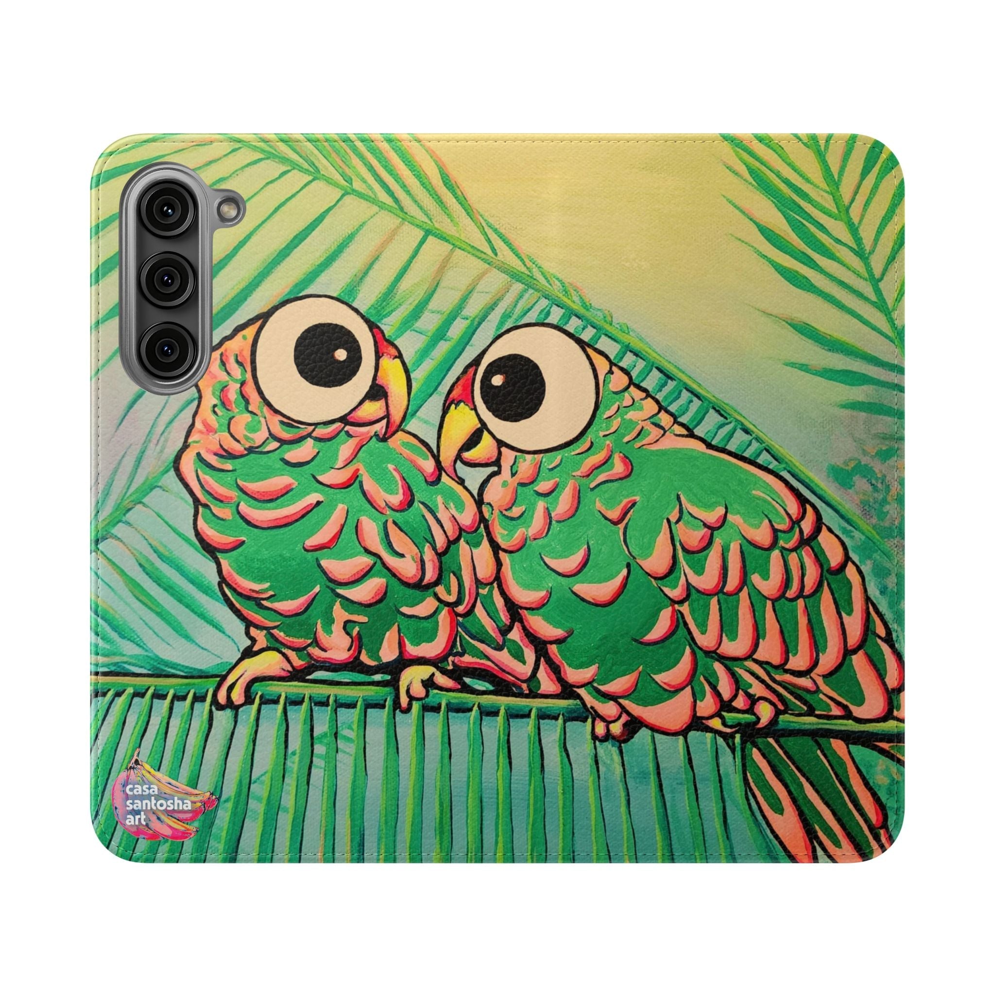Chatty Cyclops Parrots Flip Phone Case – Wallet Cover with Card Slots