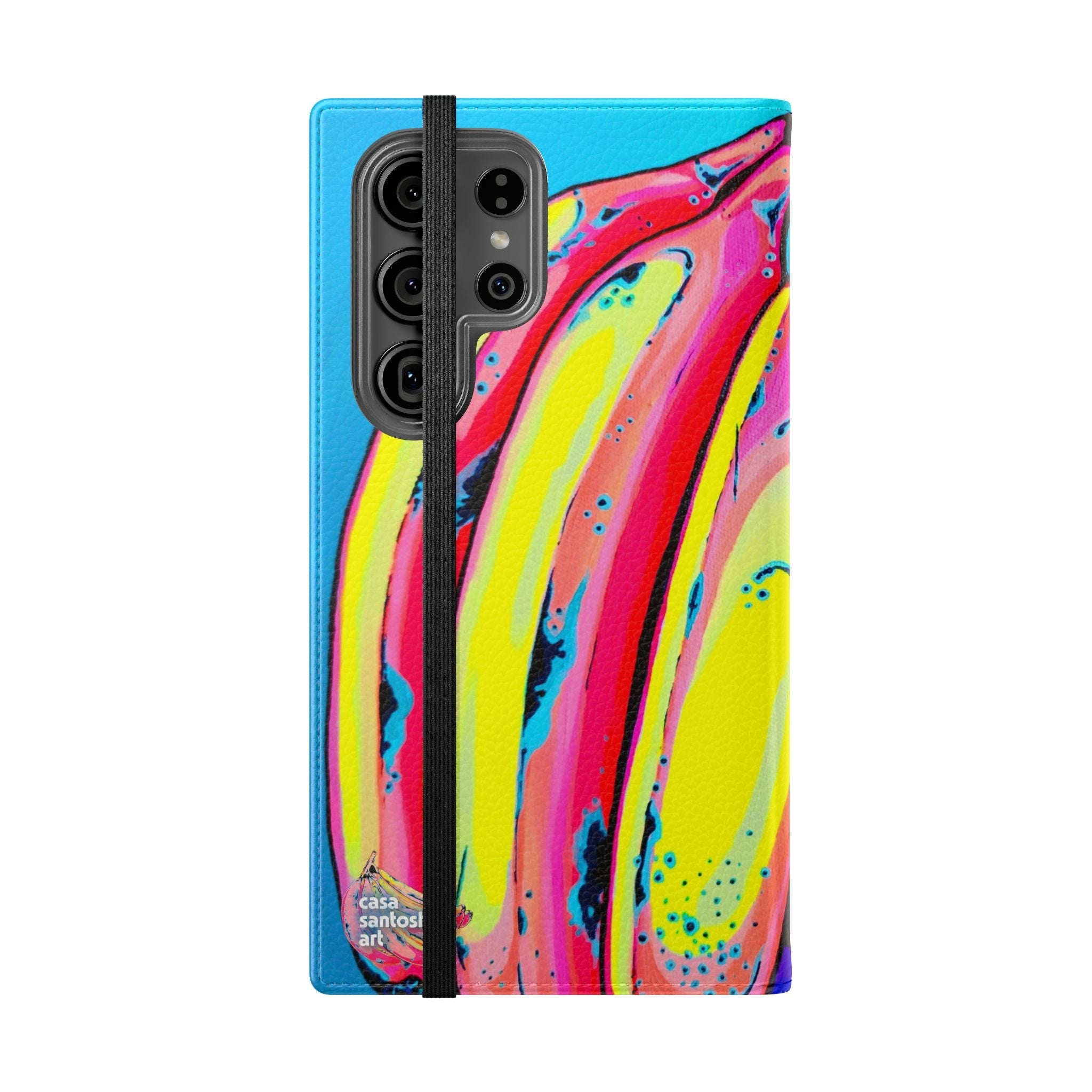 Neon Fat Bananas Flip Phone Case – Wallet Cover with Card Slots