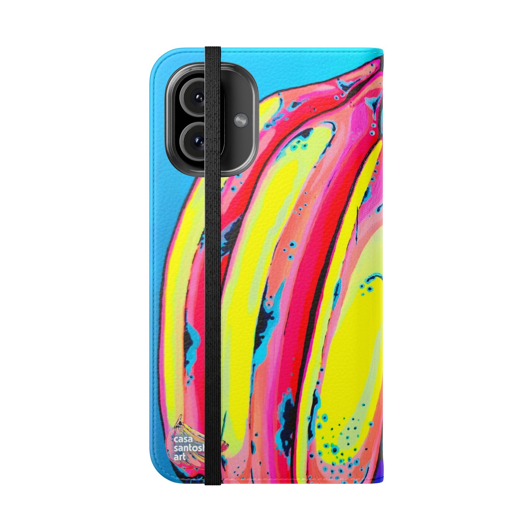 Neon Fat Bananas Flip Phone Case – Wallet Cover with Card Slots