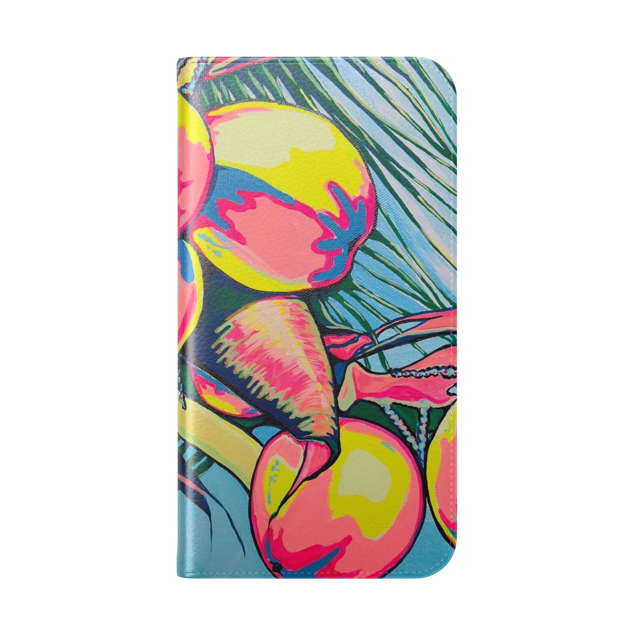 Neon Coconuts Flip Phone Case – Wallet Cover with Card Slots