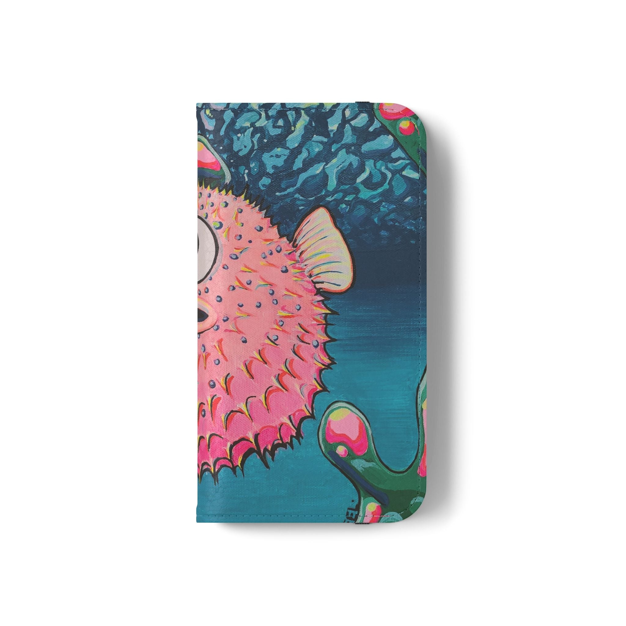 Cyclops Pufferfish Flip Phone Case – Wallet Cover with Card Slots