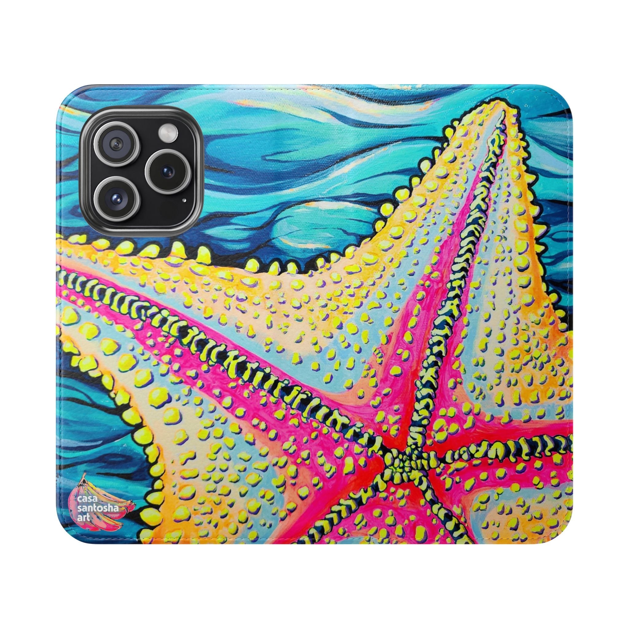 Starfish Beach Bocas Flip Phone Case – Wallet Cover with Card Slots