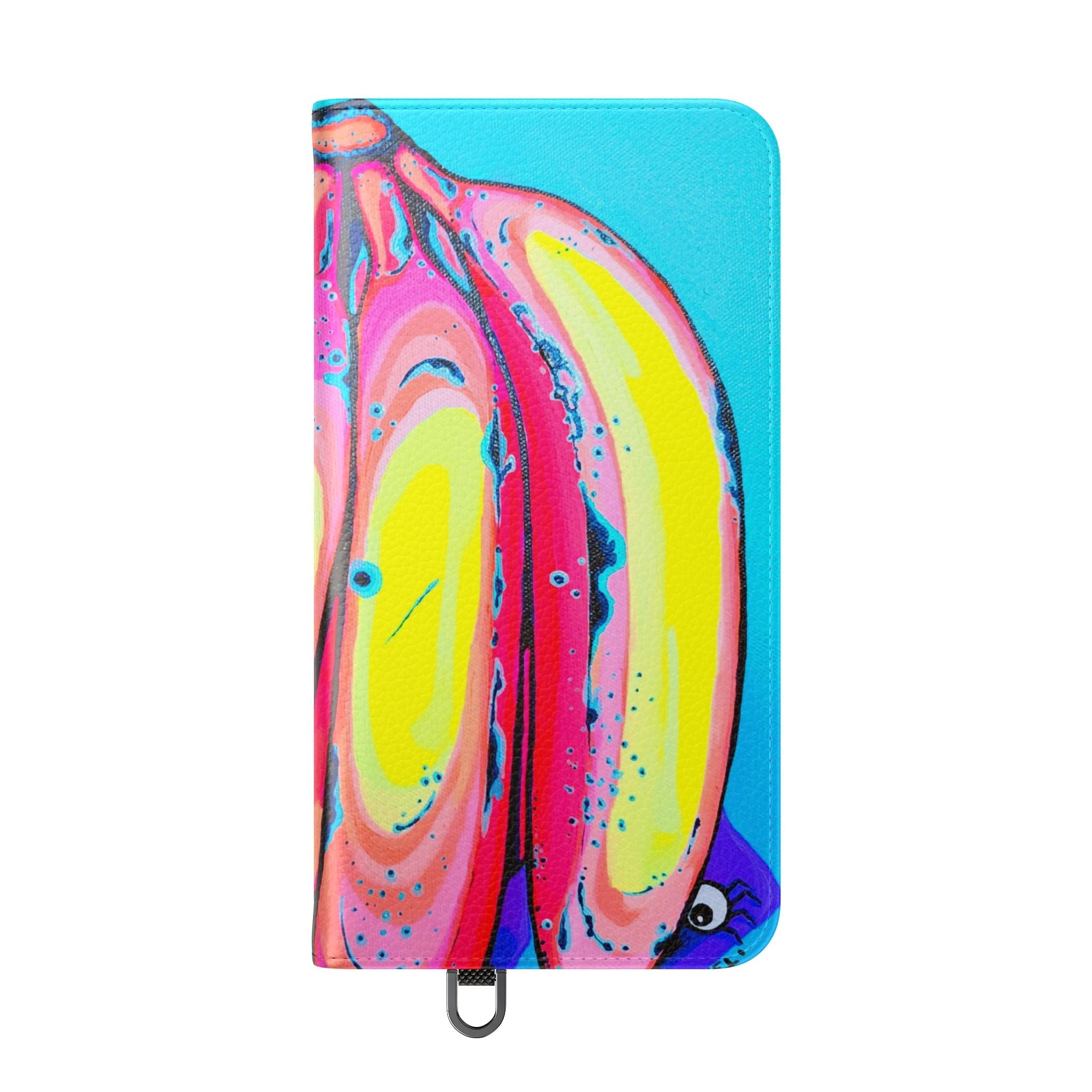 Neon Fat Bananas Flip Phone Case – Wallet Cover with Card Slots