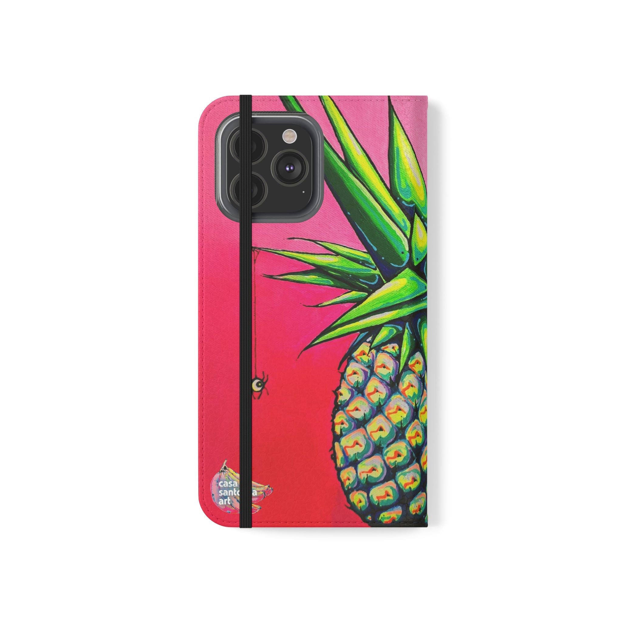 Neon Pineapple Flip Phone Case – Wallet Cover with Card Slots