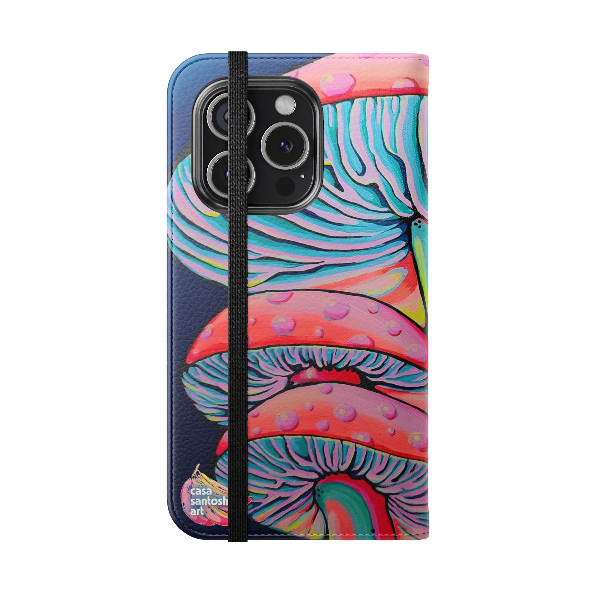 Trippy Mushrooms Flip Phone Case – Wallet Cover with Card Slots
