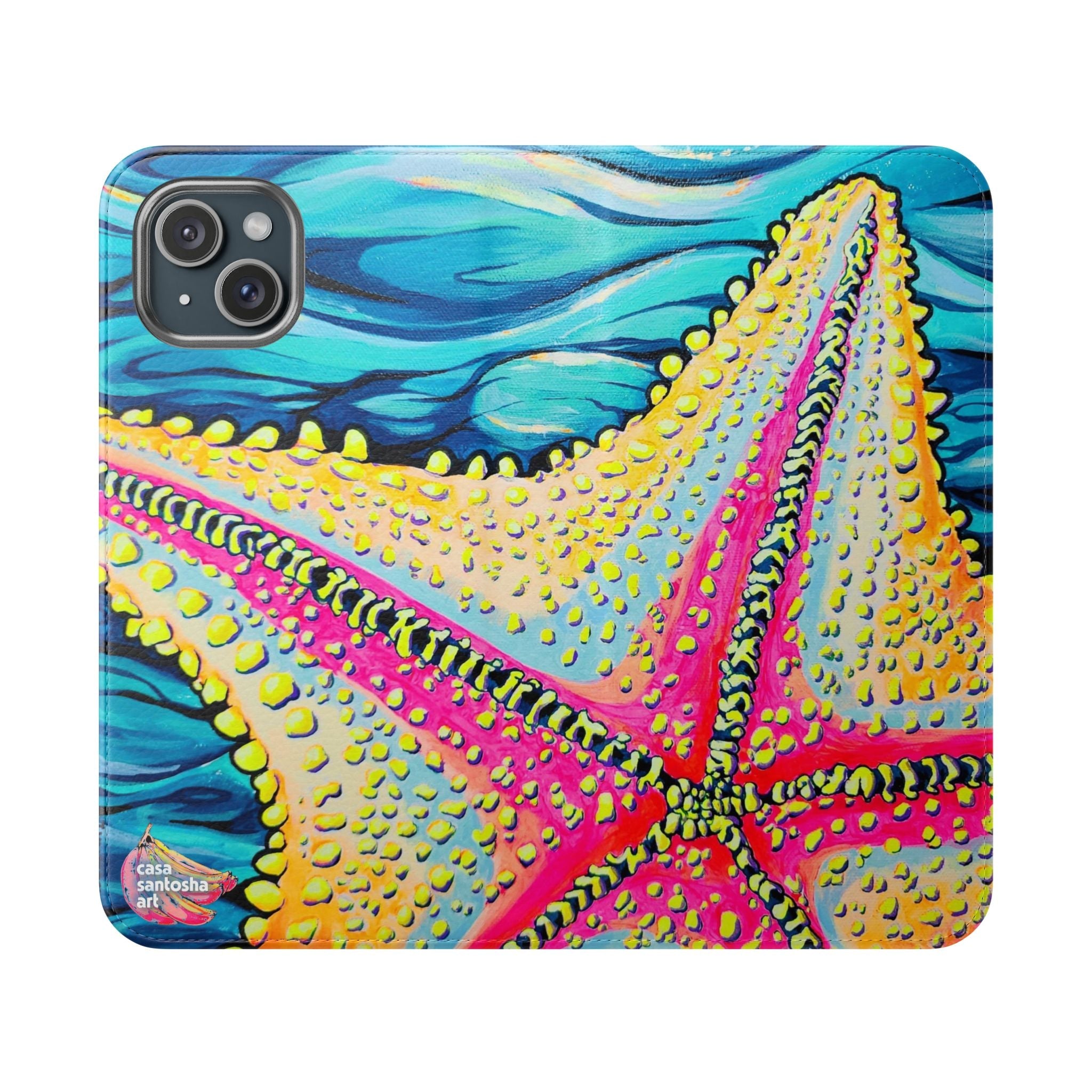 Starfish Beach Bocas Flip Phone Case – Wallet Cover with Card Slots