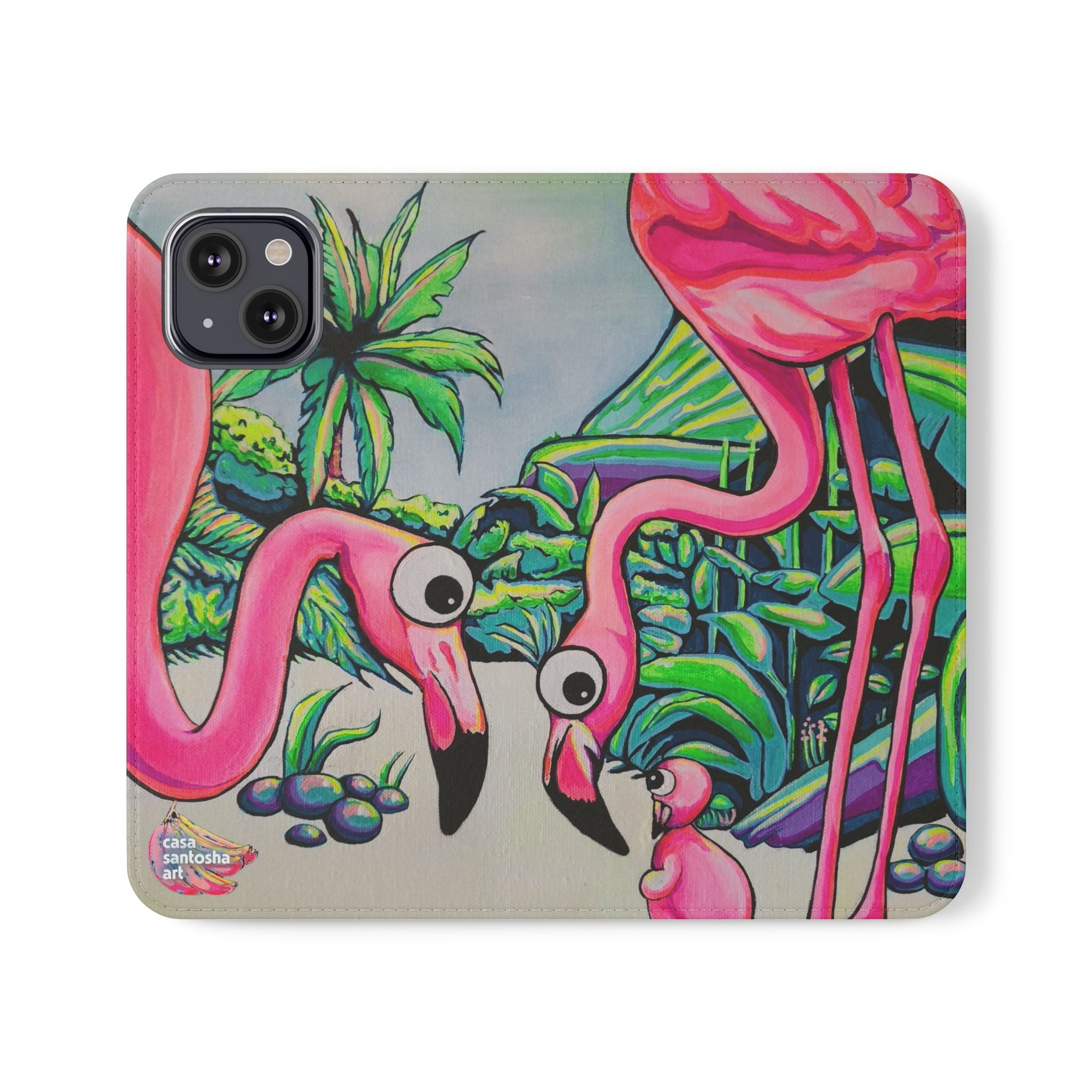 Cyclops Flamingo Family Flip Phone Case – Wallet Cover with Card Slots
