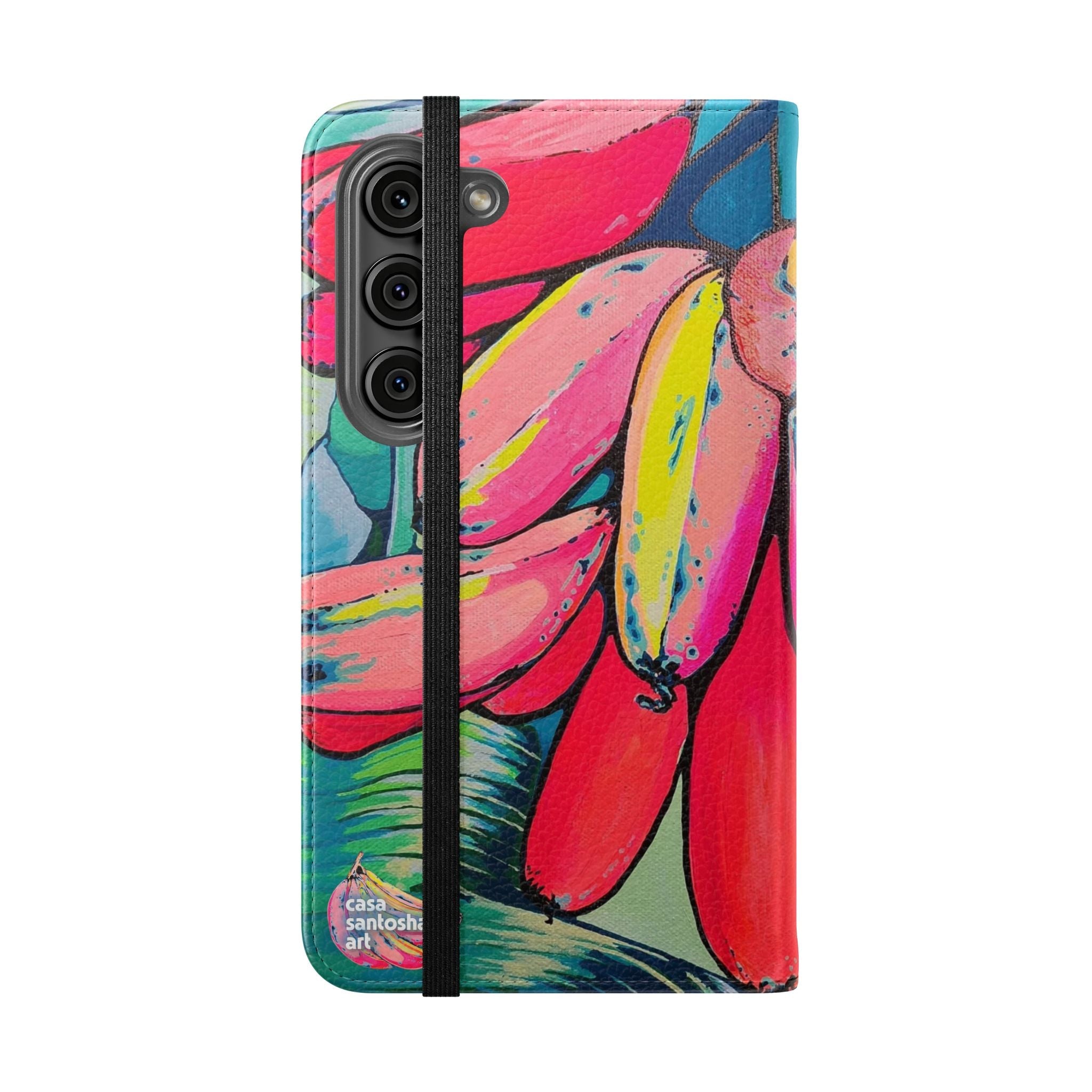 Neon Primitivo Bananas Flip Phone Case – Wallet Cover with Card Slots