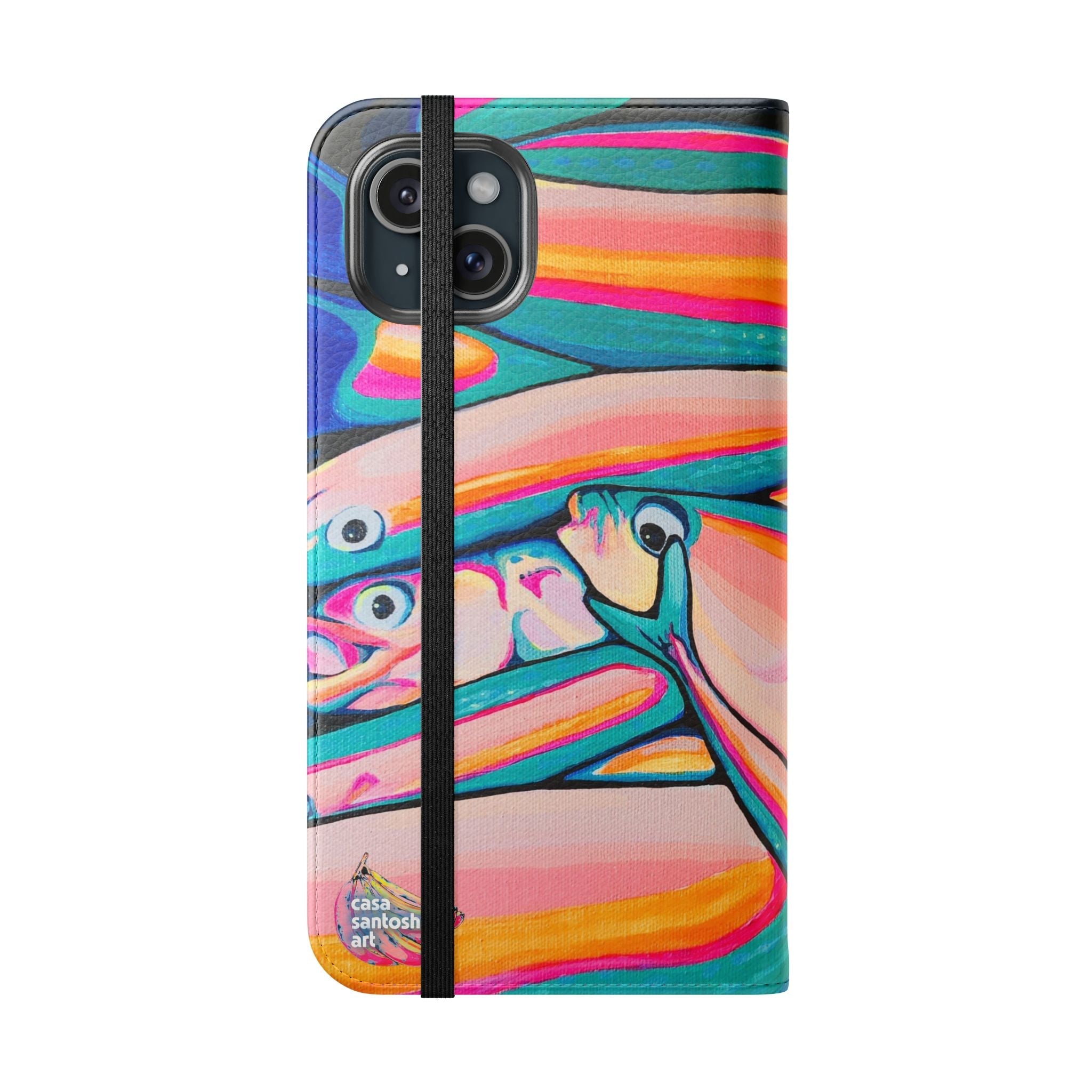 Neon Fish Flip Phone Case – Wallet Cover with Card Slots
