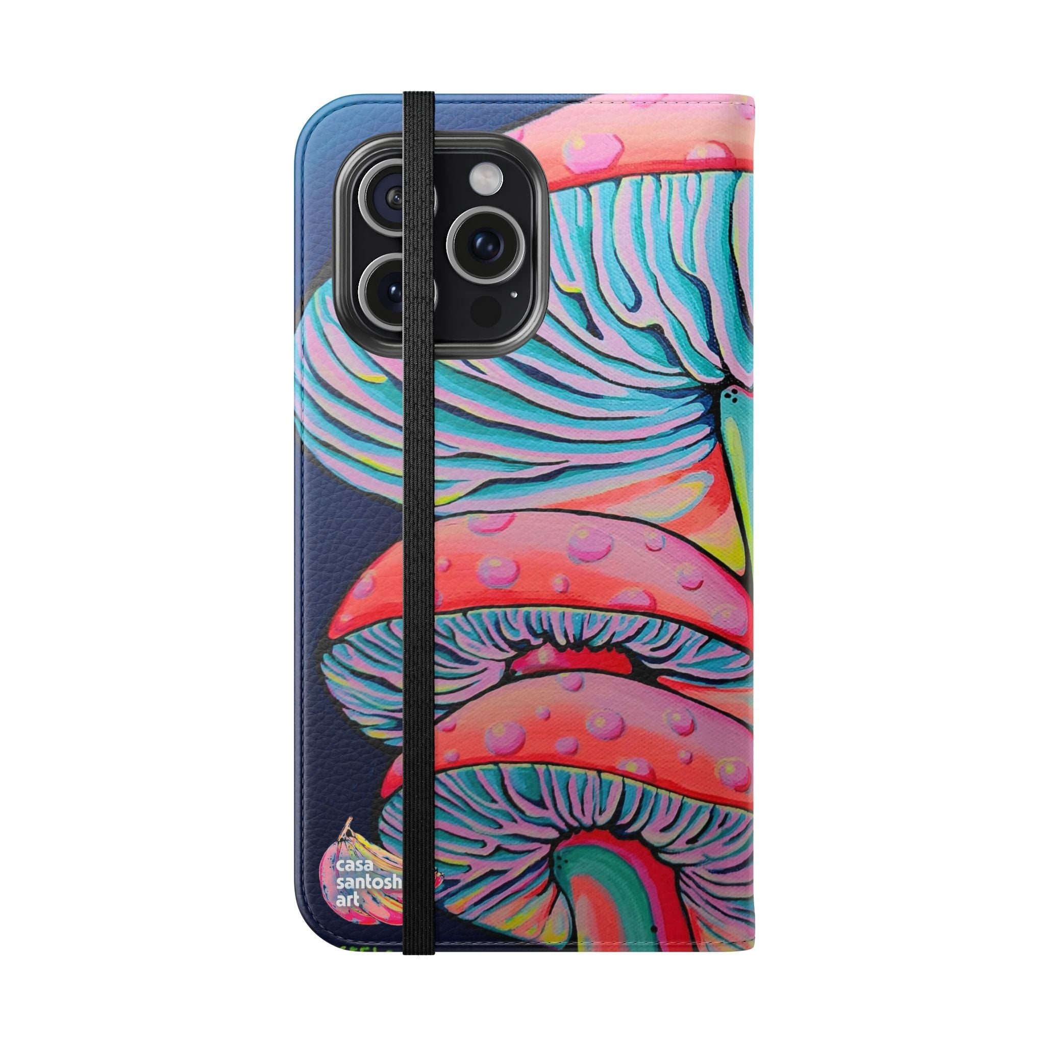 Trippy Mushrooms Flip Phone Case – Wallet Cover with Card Slots