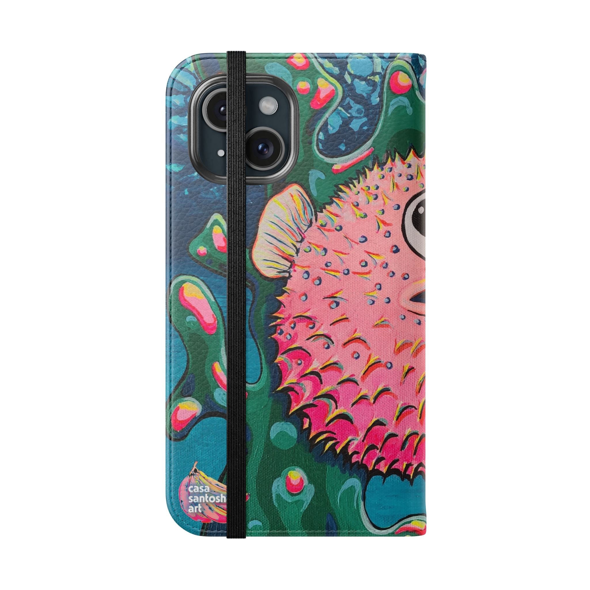 Cyclops Pufferfish Flip Phone Case – Wallet Cover with Card Slots