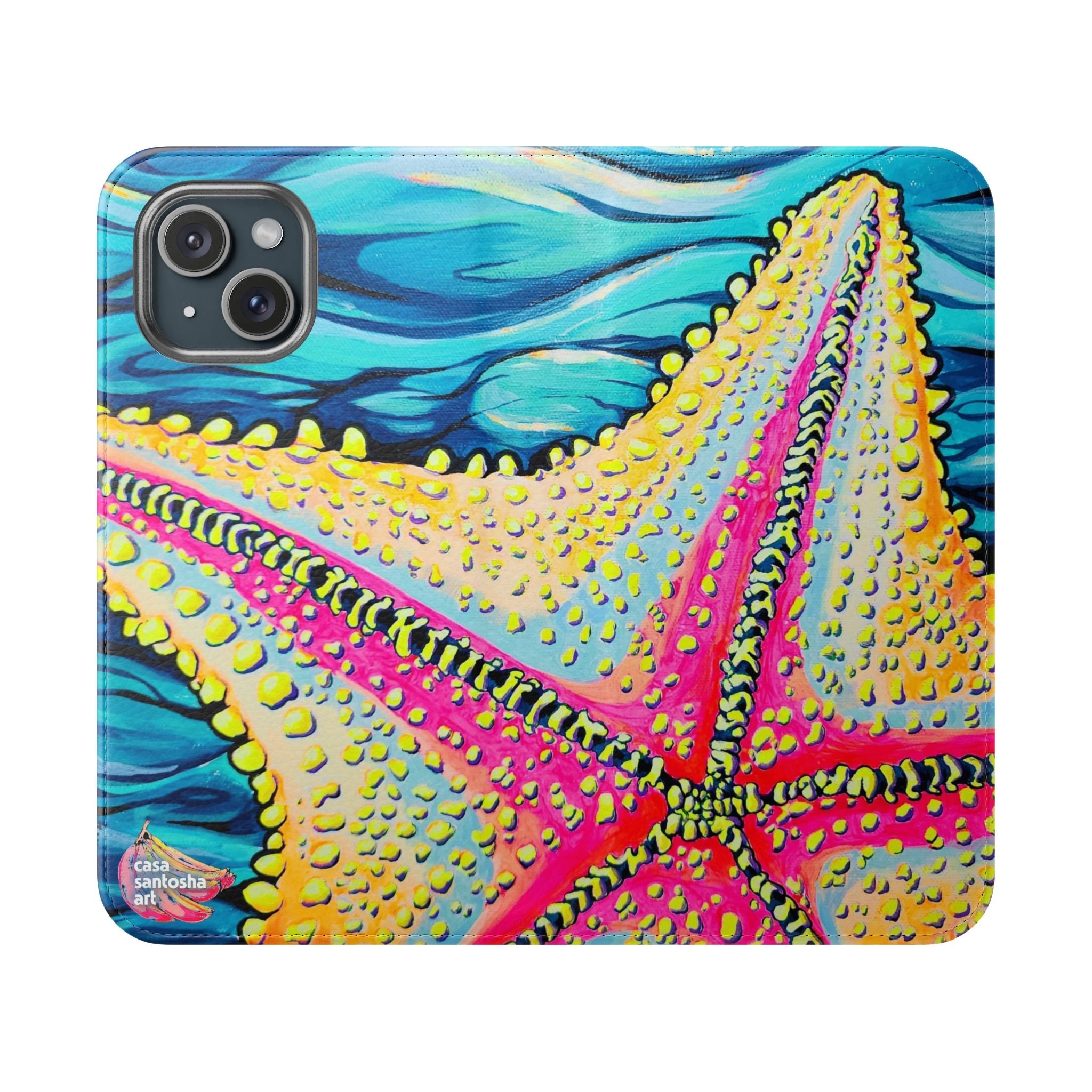 Starfish Beach Bocas Flip Phone Case – Wallet Cover with Card Slots