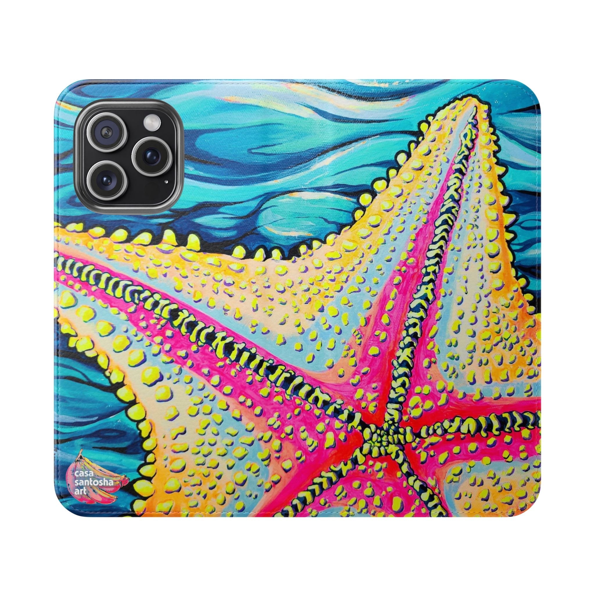 Starfish Beach Bocas Flip Phone Case – Wallet Cover with Card Slots