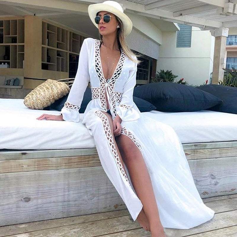 Lace Trim Cardigan Bikini Cover-up