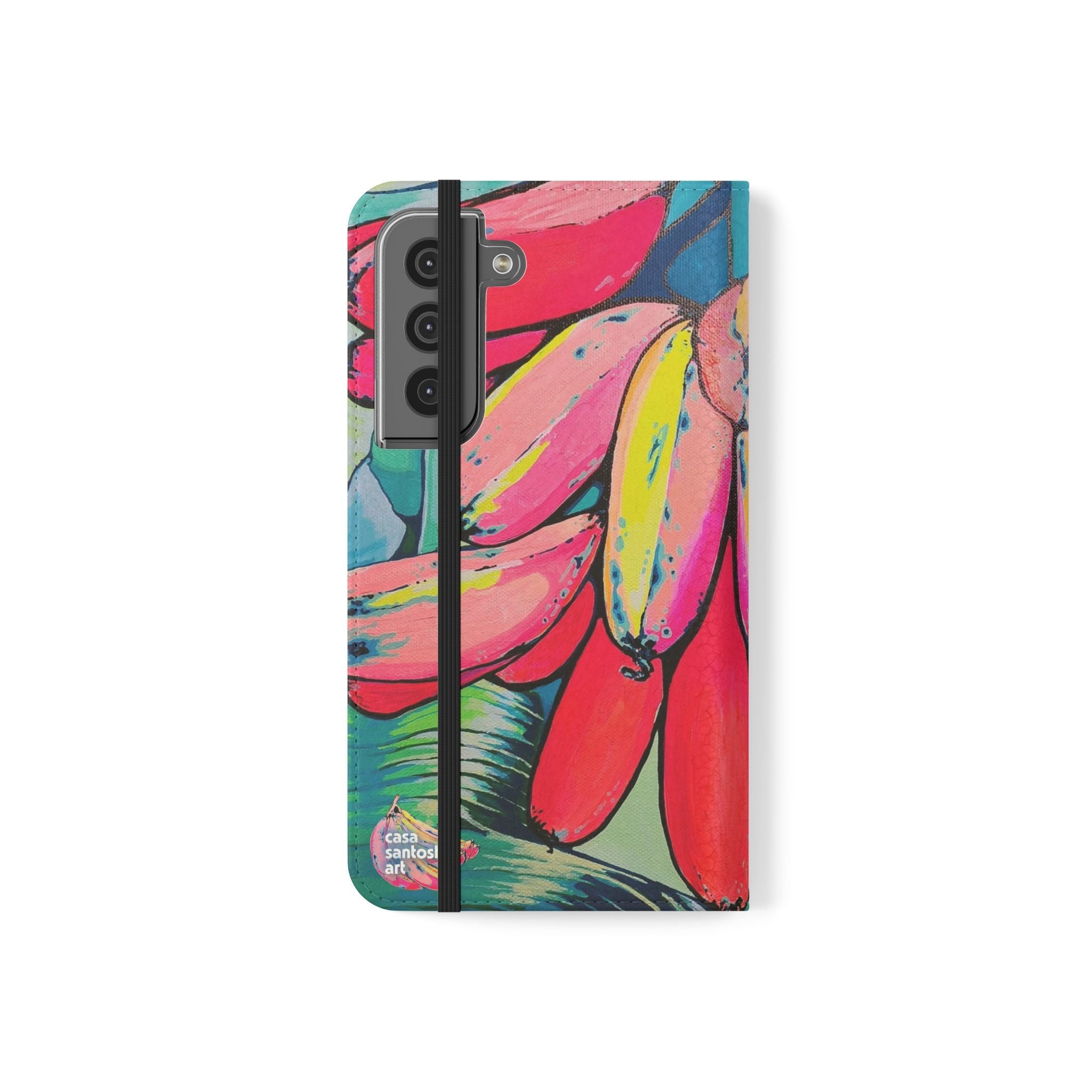 Neon Primitivo Bananas Flip Phone Case – Wallet Cover with Card Slots