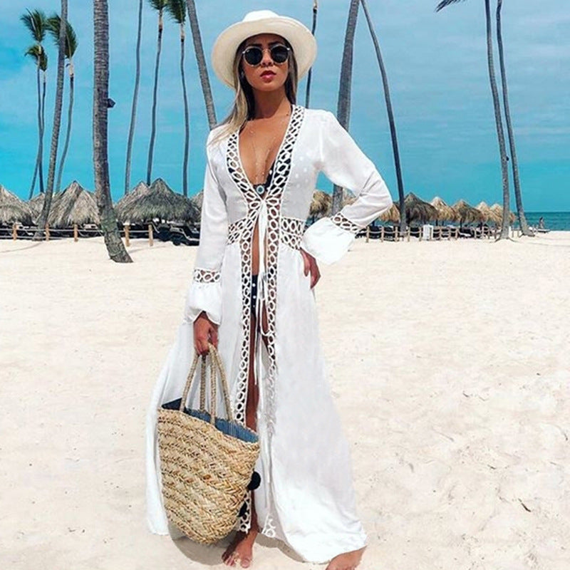 Lace Trim Cardigan Bikini Cover-up