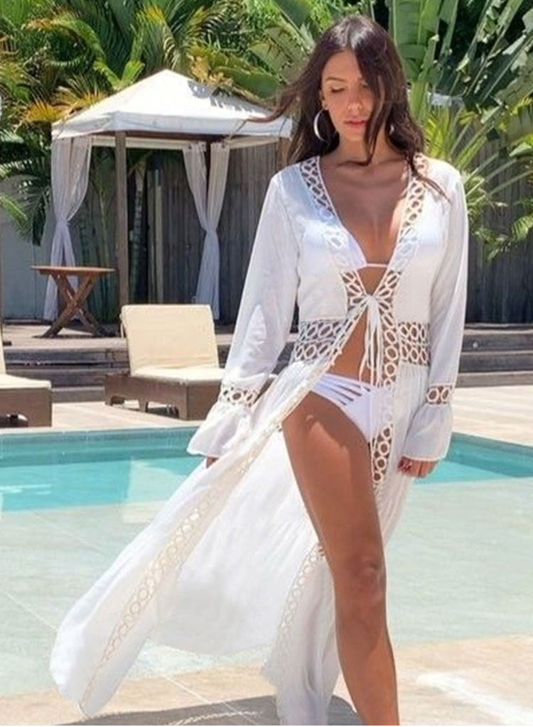 Lace Trim Cardigan Bikini Cover-up