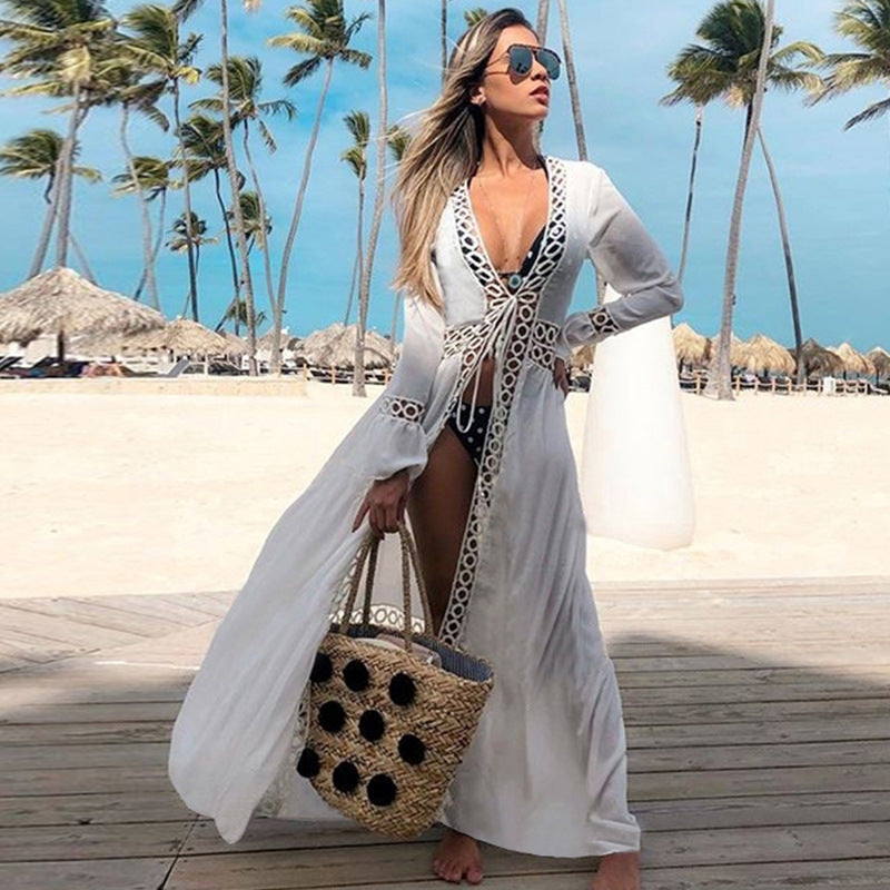 Lace Trim Cardigan Bikini Cover-up