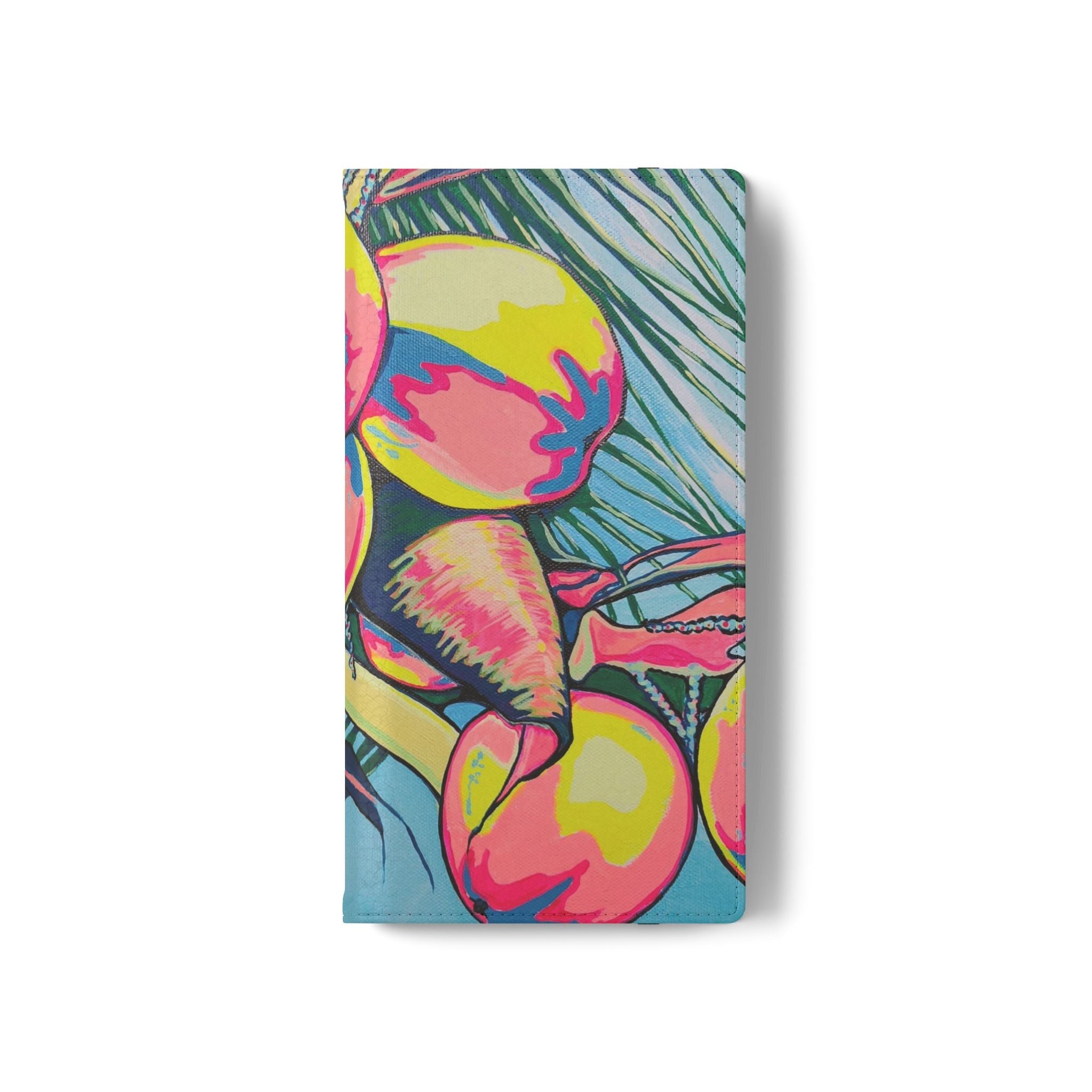 Neon Coconuts Flip Phone Case – Wallet Cover with Card Slots