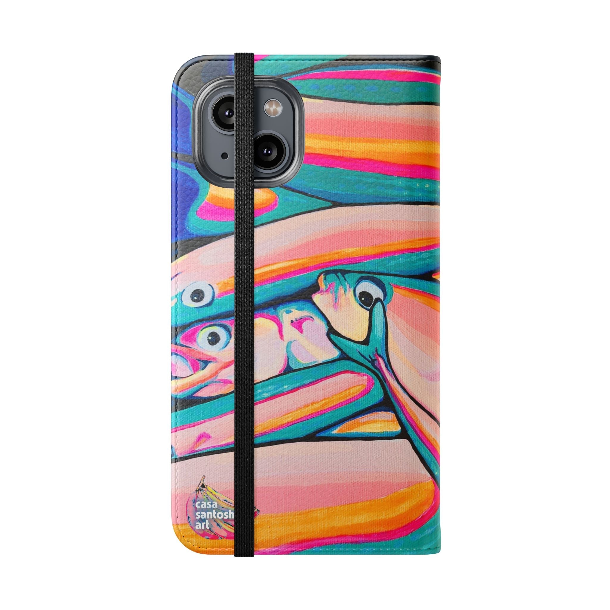 Neon Fish Flip Phone Case – Wallet Cover with Card Slots