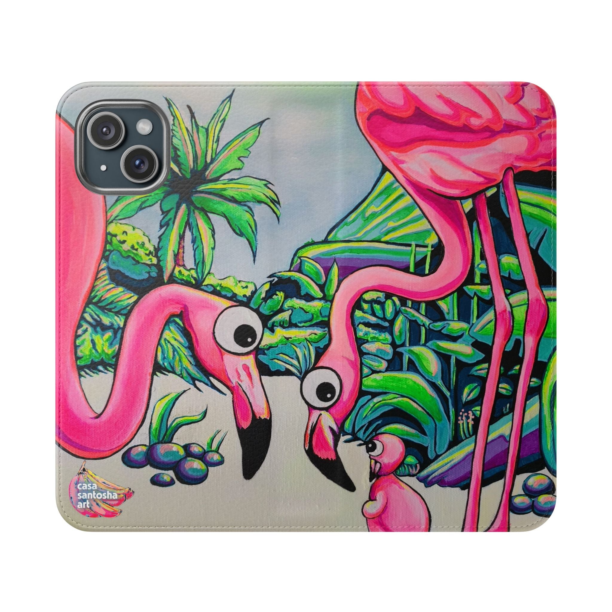 Cyclops Flamingo Family Flip Phone Case – Wallet Cover with Card Slots