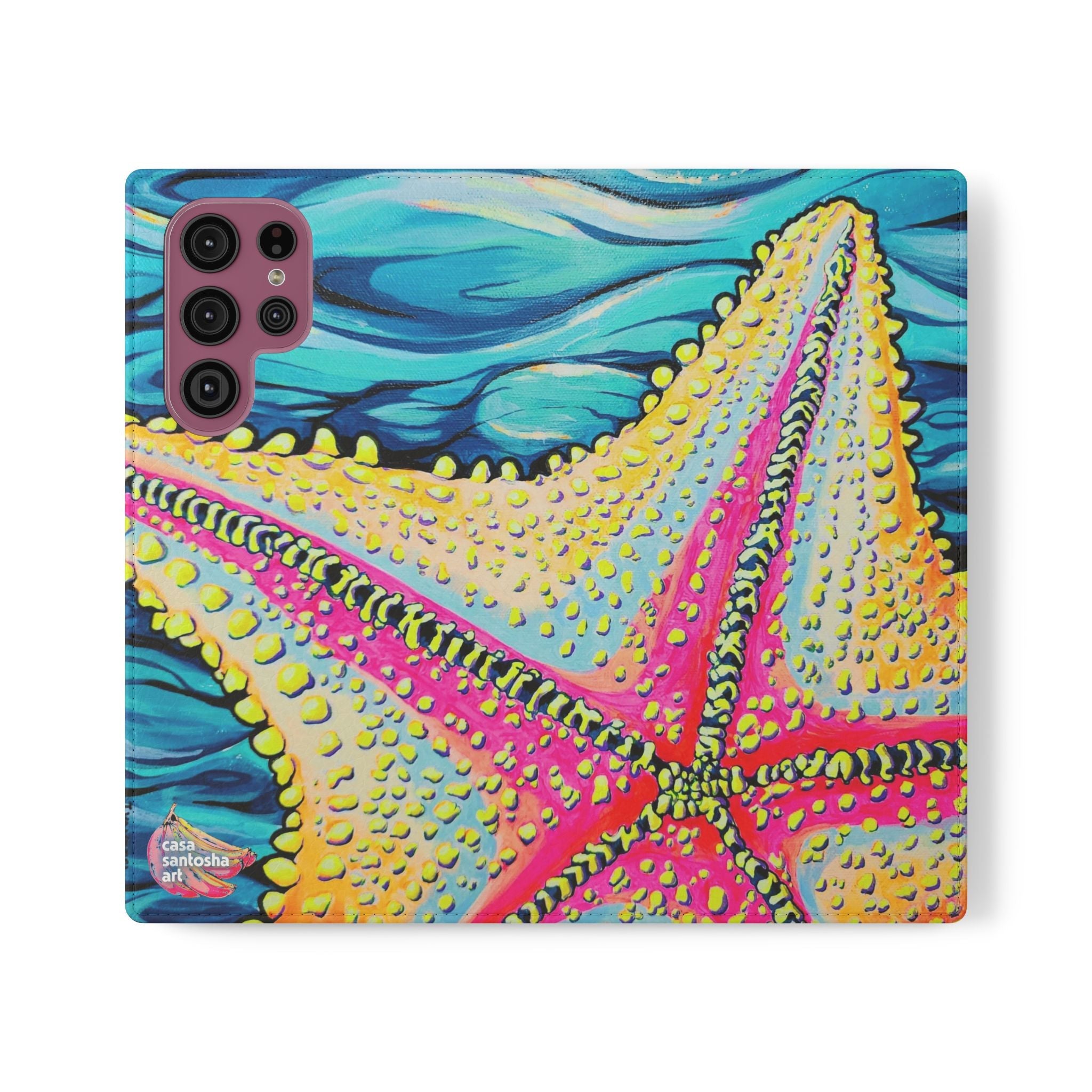 Starfish Beach Bocas Flip Phone Case – Wallet Cover with Card Slots