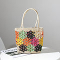 Floral Cutout Straw Beach Bag