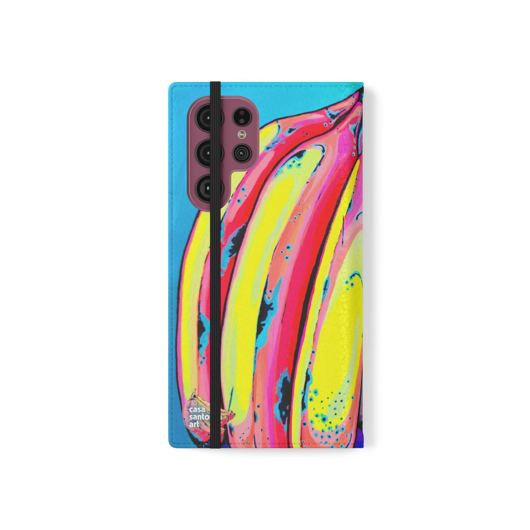 Neon Fat Bananas Flip Phone Case – Wallet Cover with Card Slots